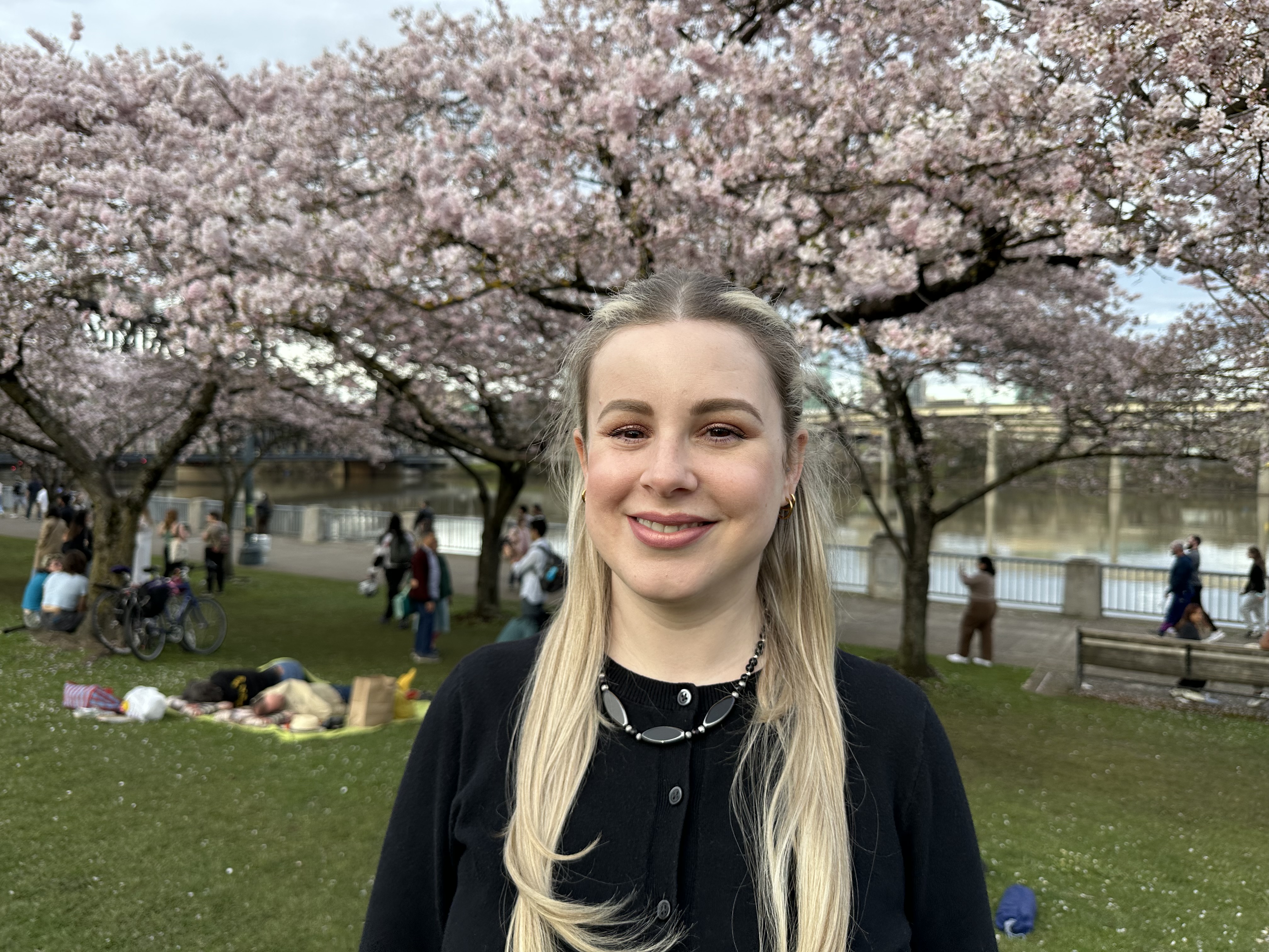 Gina at the Japanese Cherry Blossoms, Portland Waterfront, 2025